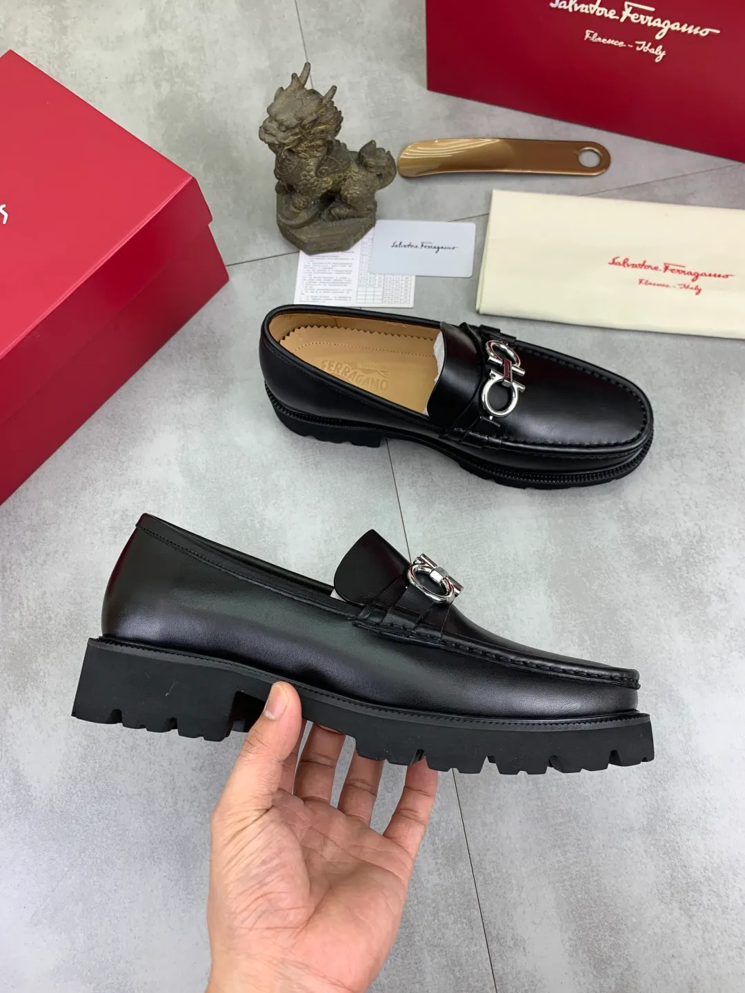 Men's men's shoes 💰P542 new high quality [Ferragamo/Ferragamo] latest model original imported calfskin, imported cowhide lining + original luxury metal buckle + original combination outsole Comparison without pressure Code number: 38-44 (45 customized)